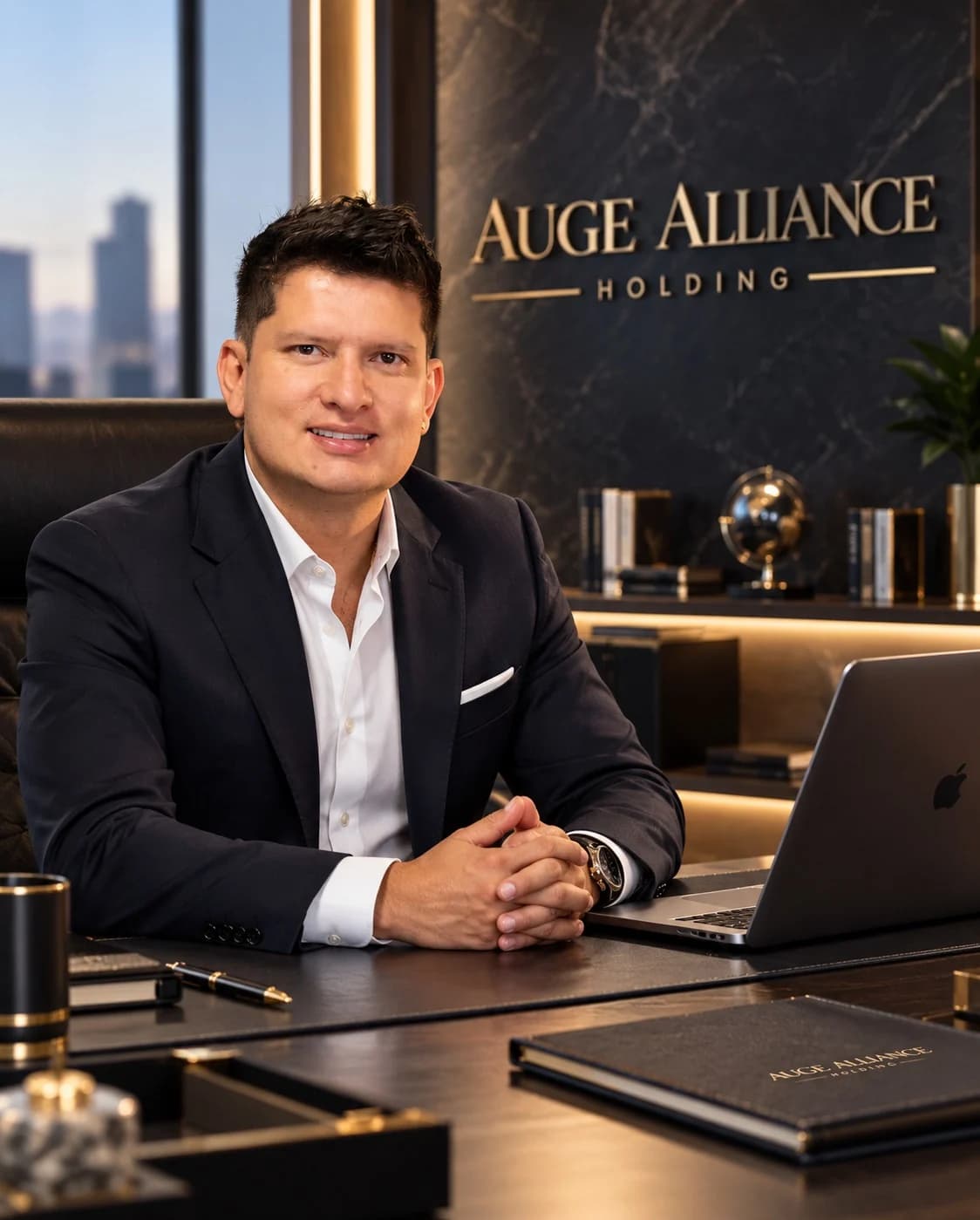 Fabio Andrés Rendón Hurtado en la oficina de AUGE ALLIANCE